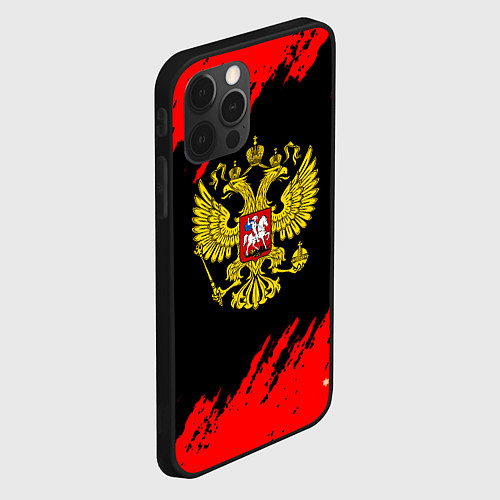 Чехол iPhone 12 Pro Герб РФ красные краски / 3D-Черный – фото 2