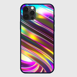 Чехол для iPhone 12 Pro Неоновый скрученный металл разноцветный, цвет: 3D-черный
