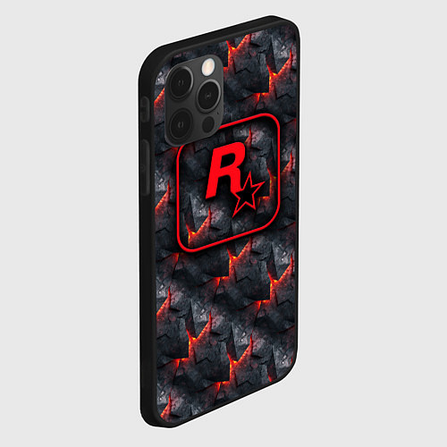 Чехол iPhone 12 Pro Rockstar - glow rifts / 3D-Черный – фото 2