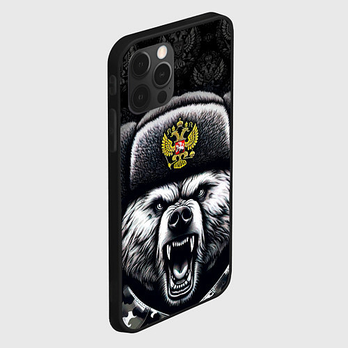 Чехол iPhone 12 Pro Русский медведь / 3D-Черный – фото 2