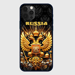 Чехол для iPhone 12 Pro Russia gold, цвет: 3D-черный