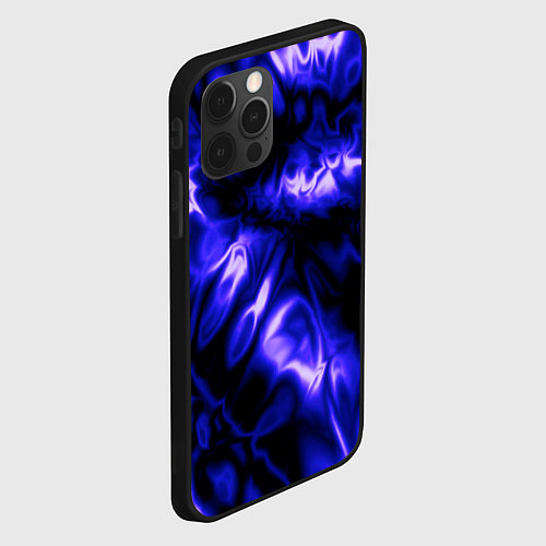 Чехол iPhone 12 Pro Абстракция чёрно-синий шёлк / 3D-Черный – фото 2