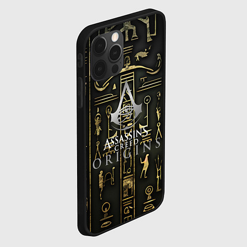 Чехол iPhone 12 Pro Assassins истоки иероглифы / 3D-Черный – фото 2
