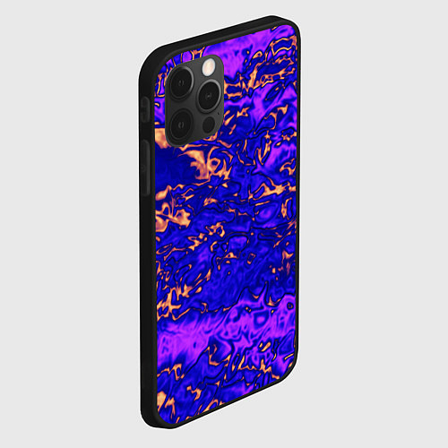 Чехол iPhone 12 Pro Абстракция золото и фиолетовый / 3D-Черный – фото 2