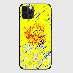 Чехол для iPhone 12 Pro Cyberpunk logo winter, цвет: 3D-черный