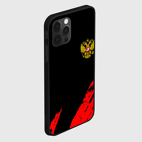 Чехол iPhone 12 Pro Россия герб краски красные / 3D-Черный – фото 2
