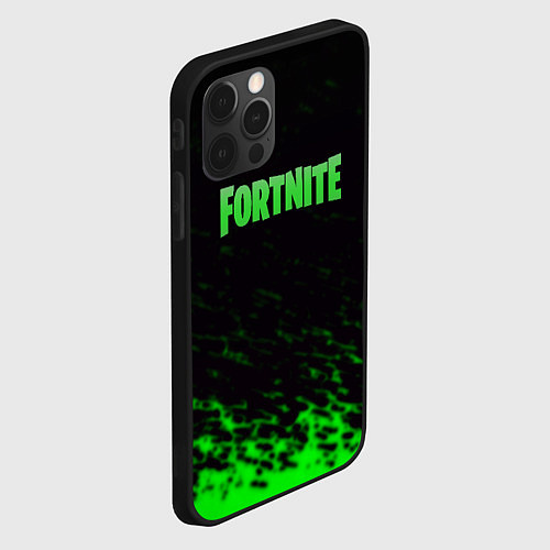 Чехол iPhone 12 Pro Fortnite краски зелёные / 3D-Черный – фото 2