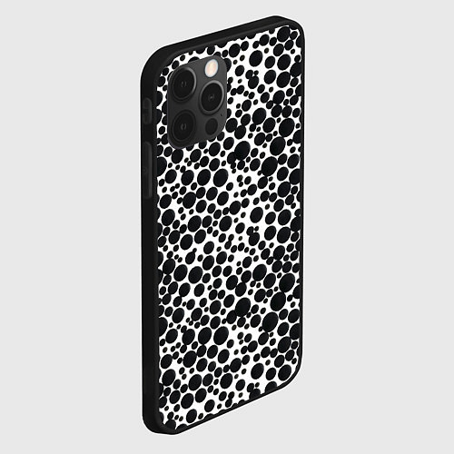 Чехол iPhone 12 Pro Чёрный горох на белом фоне / 3D-Черный – фото 2