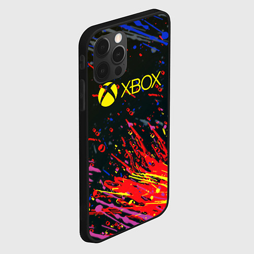 Чехол iPhone 12 Pro Xbox краски текстура / 3D-Черный – фото 2