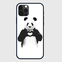 Чехол для iPhone 12 Pro Panda love, цвет: 3D-черный