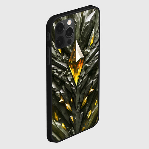 Чехол iPhone 12 Pro Камень и золотой кристалл / 3D-Черный – фото 2