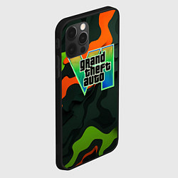 Чехол для iPhone 12 Pro Gta лого зелено-оранжевый камуфляж, цвет: 3D-черный — фото 2