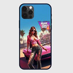 Чехол для iPhone 12 Pro GTA 6 girl logo, цвет: 3D-черный