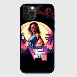 Чехол для iPhone 12 Pro GTA 6 logo девушка, цвет: 3D-черный