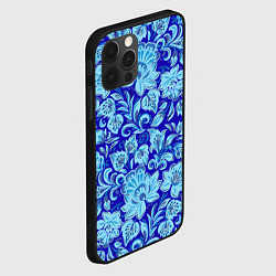 Чехол для iPhone 12 Pro Узоры гжель на темно синем фоне, цвет: 3D-черный — фото 2