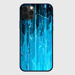 Чехол для iPhone 12 Pro Белые линии на синем фоне, цвет: 3D-черный
