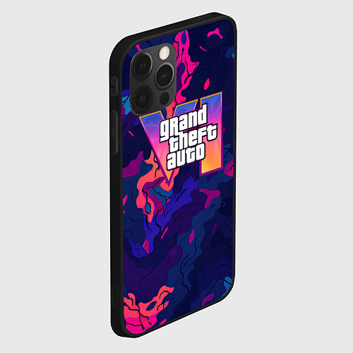 Чехол iPhone 12 Pro GTA 6 logo яркий неоновый камуфляжный стиль / 3D-Черный – фото 2