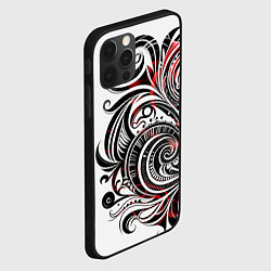 Чехол для iPhone 12 Pro Трайбл узоры цветы, цвет: 3D-черный — фото 2