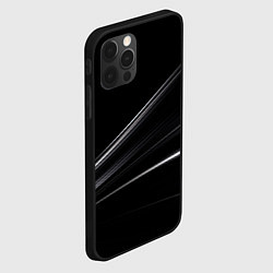 Чехол для iPhone 12 Pro Белые полосы на черной абстракции, цвет: 3D-черный — фото 2