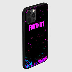 Чехол для iPhone 12 Pro Fortnite неоновые брызги красок, цвет: 3D-черный — фото 2