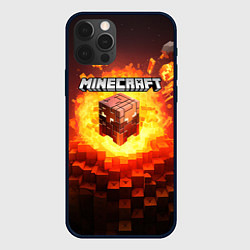 Чехол для iPhone 12 Pro Огненный minecraft лого, цвет: 3D-черный