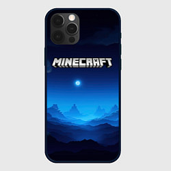 Чехол для iPhone 12 Pro Minecraft logo night, цвет: 3D-черный
