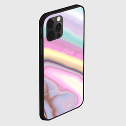 Чехол для iPhone 12 Pro Розово-голубой мрамор, цвет: 3D-черный — фото 2