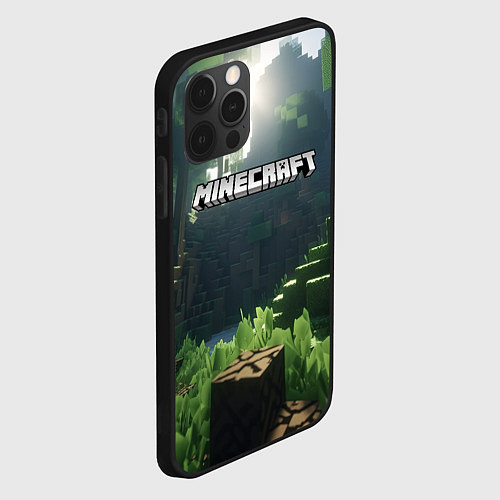 Чехол iPhone 12 Pro Minecraft logo world / 3D-Черный – фото 2