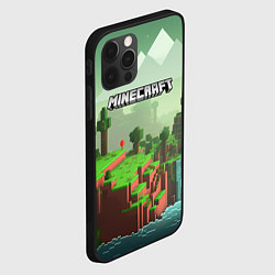 Чехол для iPhone 12 Pro Minecraft logo квадратный мир игры, цвет: 3D-черный — фото 2