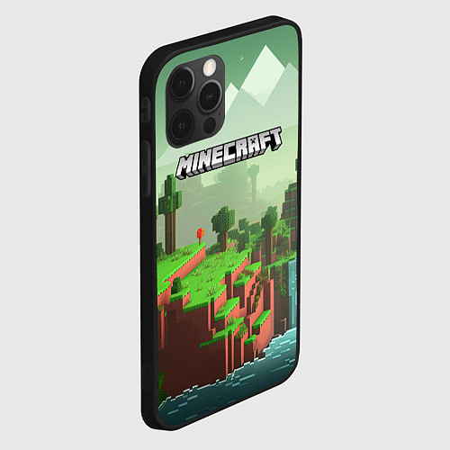 Чехол iPhone 12 Pro Minecraft logo квадратный мир игры / 3D-Черный – фото 2