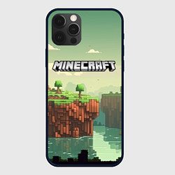 Чехол для iPhone 12 Pro Minecraft logo квадратный мир, цвет: 3D-черный