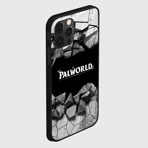 Чехол iPhone 12 Pro Palworld лого на камнях / 3D-Черный – фото 2