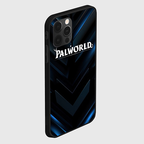 Чехол iPhone 12 Pro Palworld logo blue neon abstract black / 3D-Черный – фото 2