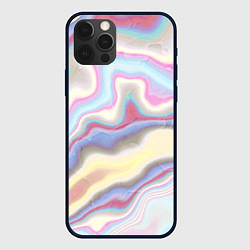 Чехол для iPhone 12 Pro Мрамор узор разноцветный, цвет: 3D-черный