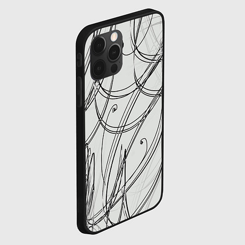 Чехол iPhone 12 Pro Монохромные завитки / 3D-Черный – фото 2