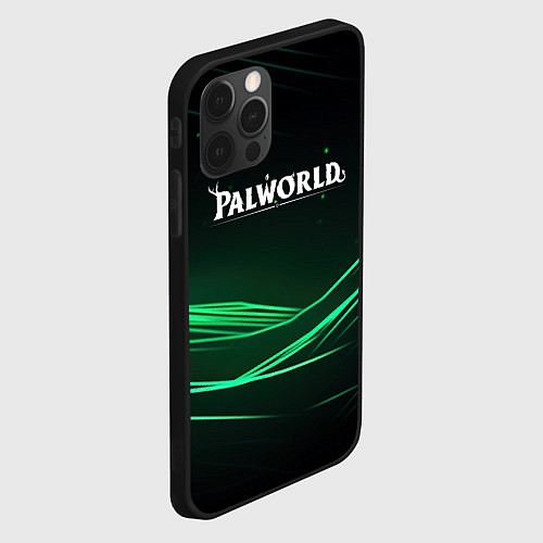 Чехол iPhone 12 Pro Palworld логотип черный зеленый фон / 3D-Черный – фото 2