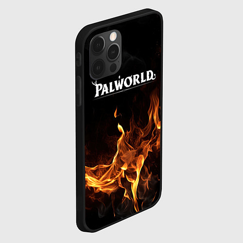 Чехол iPhone 12 Pro Palworld логотип на черном фоне с огнем / 3D-Черный – фото 2