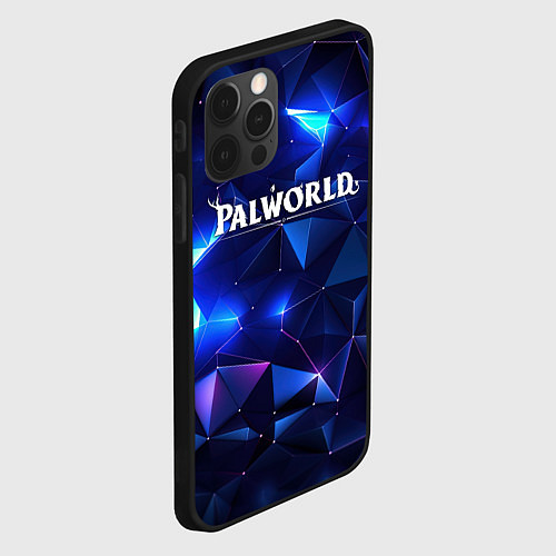 Чехол iPhone 12 Pro Palworld логотип и синие блики / 3D-Черный – фото 2