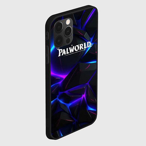 Чехол iPhone 12 Pro Palworld логотип на черных неоновых плитах / 3D-Черный – фото 2