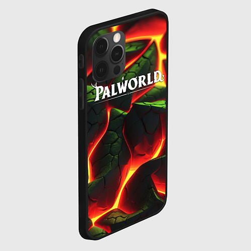 Чехол iPhone 12 Pro Palworld логотип на зеленой абстракции фон / 3D-Черный – фото 2