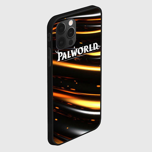 Чехол iPhone 12 Pro Palworld логотип золотые волны на черном / 3D-Черный – фото 2