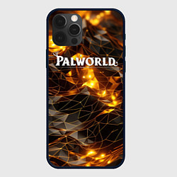 Чехол для iPhone 12 Pro Palworld логотип золотые абстрактные частицы на че, цвет: 3D-черный