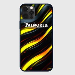 Чехол для iPhone 12 Pro Palworld логотип золотые и черные волны, цвет: 3D-черный