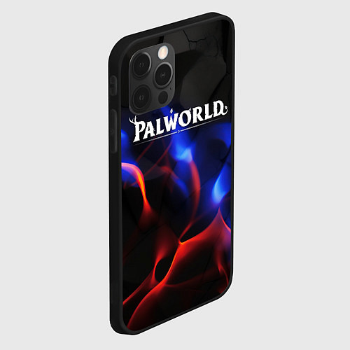 Чехол iPhone 12 Pro Palworld логотип на черном и фиолетовом абстракте / 3D-Черный – фото 2