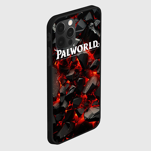 Чехол iPhone 12 Pro Palworld логотип взрыв объемных камней / 3D-Черный – фото 2