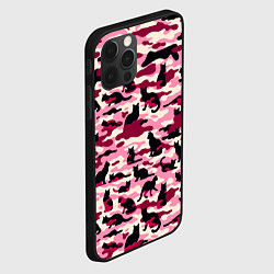 Чехол для iPhone 12 Pro Камуфляжные розовые котики, цвет: 3D-черный — фото 2