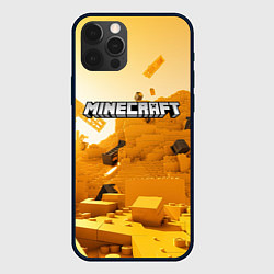 Чехол для iPhone 12 Pro Minecraft logo яркий желтый мир, цвет: 3D-черный