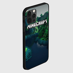 Чехол для iPhone 12 Pro Minecraft logo зеленые квадратные кубы, цвет: 3D-черный — фото 2