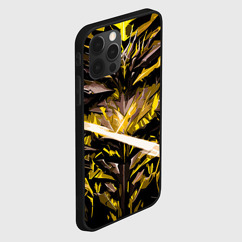 Чехол iPhone 12 Pro Жёлтый камень на чёрном фоне / 3D-Черный – фото 2