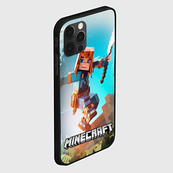 Чехол для iPhone 12 Pro Персонаж Minecraft с мечом, цвет: 3D-черный — фото 2